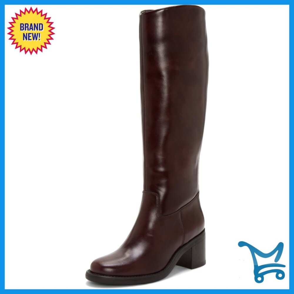 Knee-High Leather Boots With Block Heel, Multiple Calf Widths